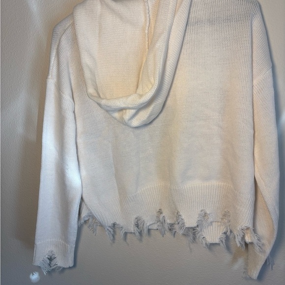 New Just Polly New York Cropped Oversized Star knit distressed sweater sz S - Picture 4 of 6
